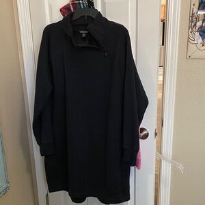 Black Half-Zip Sweatshirt Dress